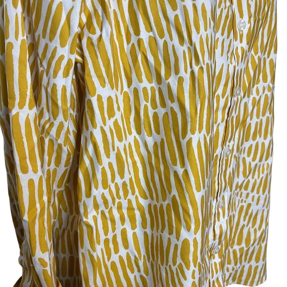 Chicos Womens Button Down Long Sleeve Mustard French Cuff Shirt Top Stretch 2 12 - Picture 3 of 16